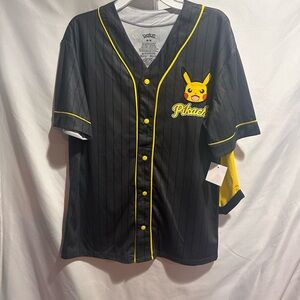Black and Yellow Pikachu Baseball Jersey shorts set